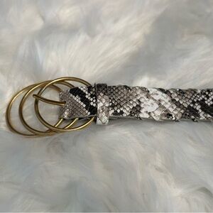 Gold Buckle Snake Print Belt